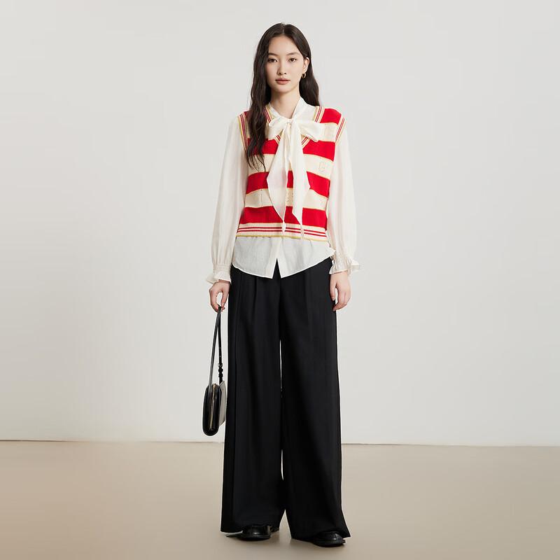 Gejin Women's Elegant Striped Knit Vest