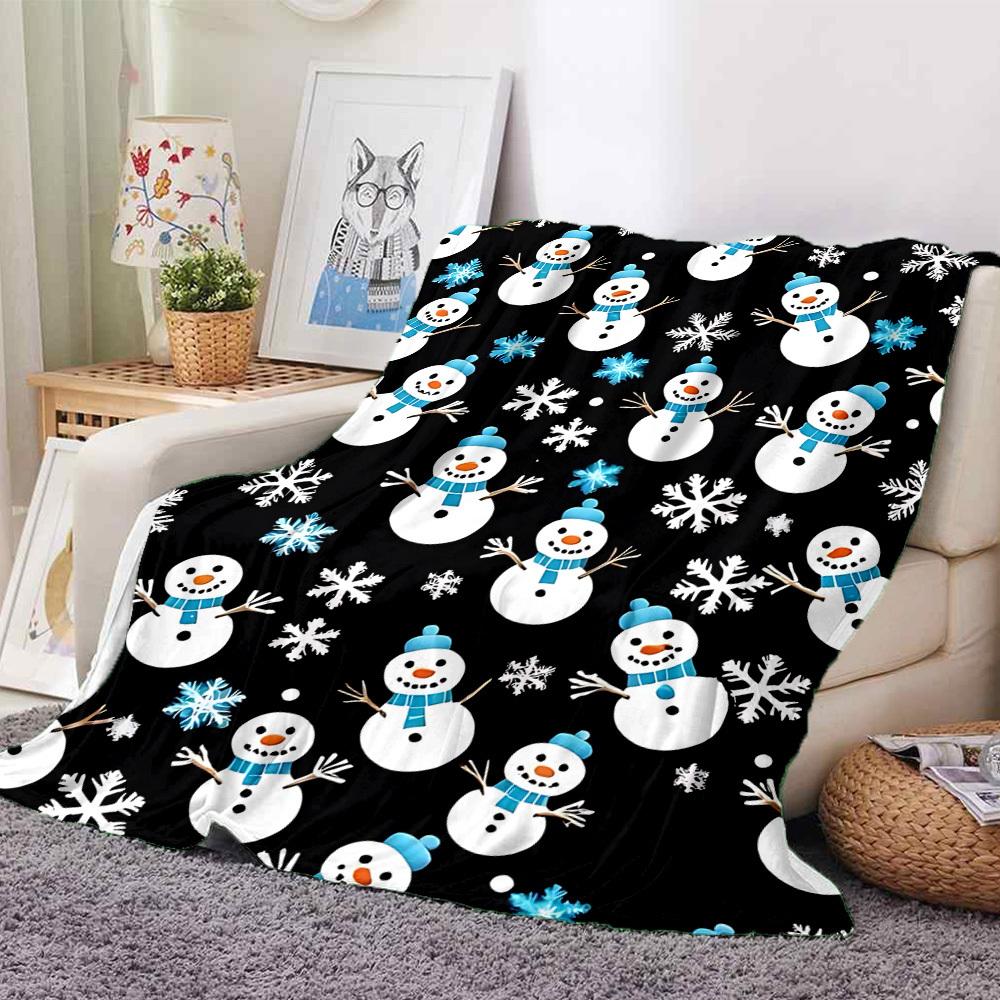 1pc Snowman Pattern Blanket Warm, Cozy, And Soft, Suitable for Sofas, Beds, Cars, And Office Use.Perfect for Camping And Travel, Making It a Great Gif