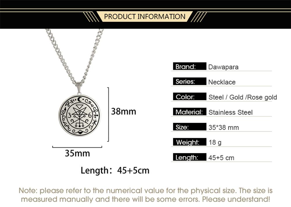 Dawapara Sigil of Lilith Necklace Seal Supernatural Amulet Stainless Steel Gothic Pagan Jewelry Religious Gift
