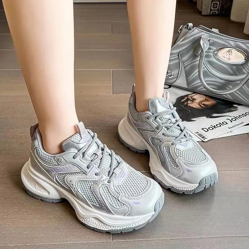Fashion High on Platform Women's Sneakers Shoes Trends 2025 Daily Routine Walking Original Fashion New 39 Casual Ladies Footwear Sale