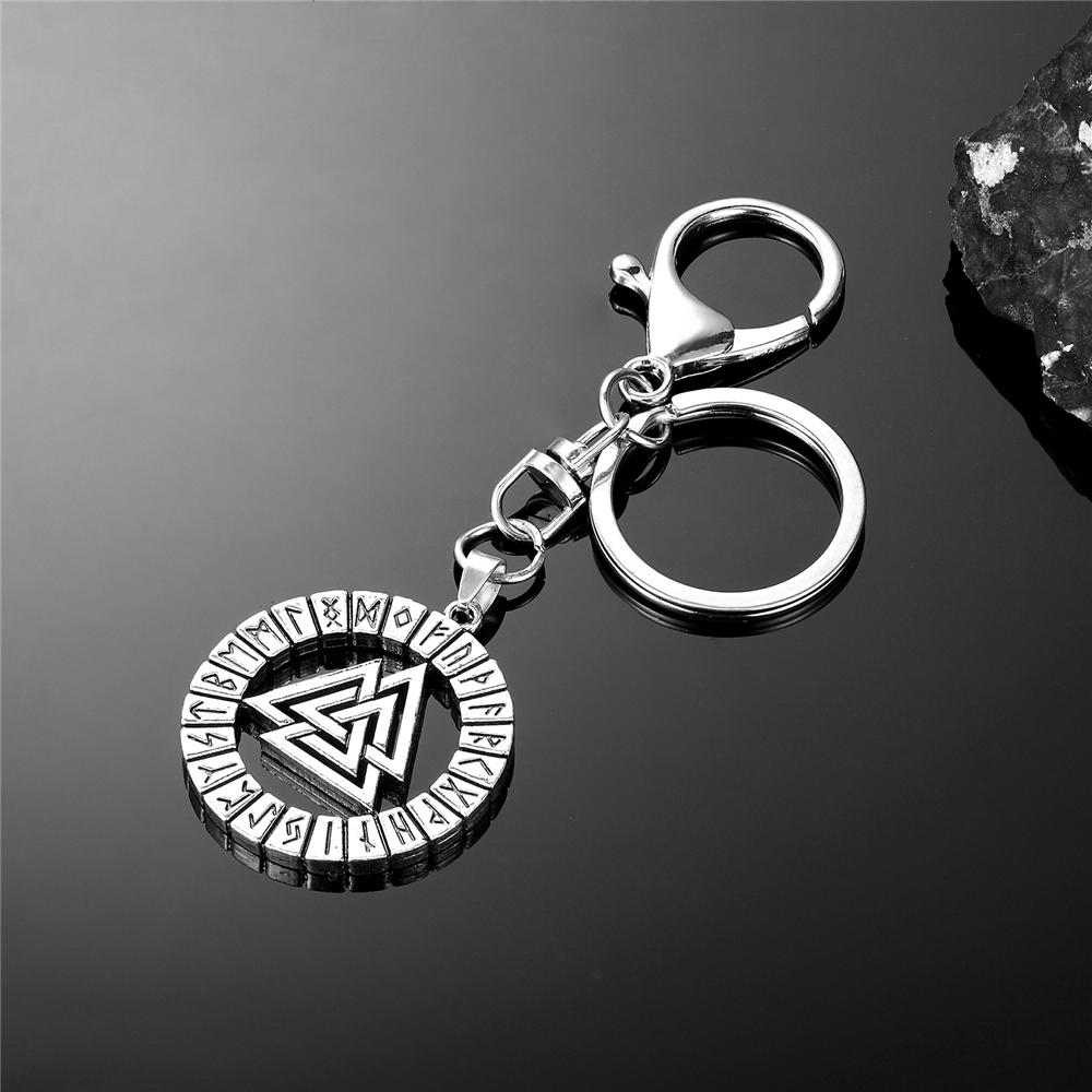 Viking Runes Valknut Pendant Mens Stainless Steel Necklace Norse Jewelry Vegvisir Amulet Steampunk Keychain Dropship