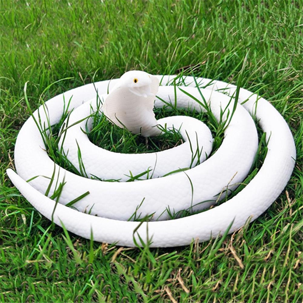 80cm 120cm Fake Snake Toy Simulation Snake Realistic Snake Prank Prop Cosplay Props Tricky Playthings for Kids Children (White) Medium