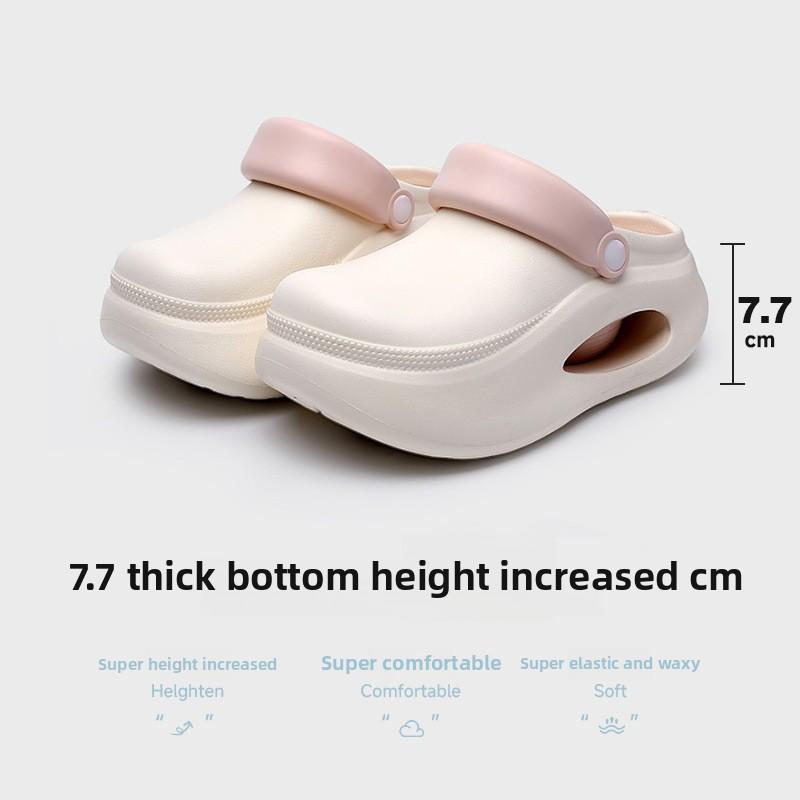 7,7 cm tjocka sulor höjdökande hålskor för kvinnor, halkfria tjocka EVA-tofflor för utomhusbruk, andningsbara på sommaren