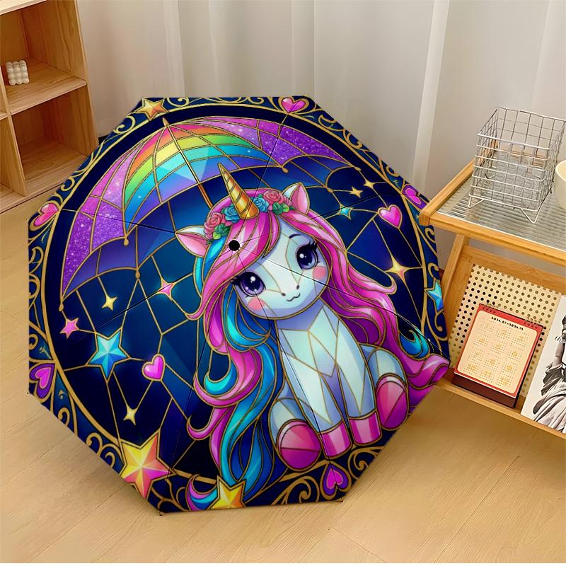 

Unicorn Rainbow Donut Printed umbrella windproof folding umbrella portable sun and rain umbrella suitable for gifting