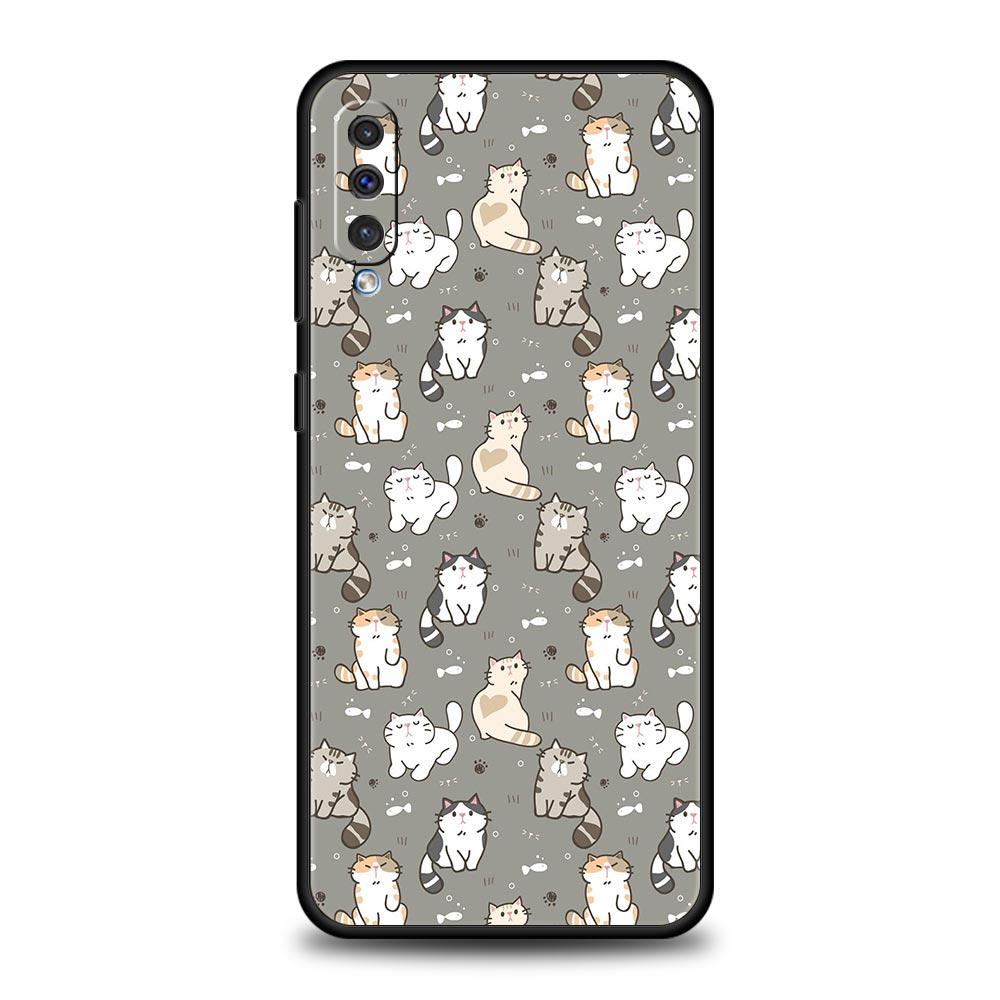 

Чехол для телефона Samsung Galaxy A52 A14 A50 A70 A10S A30 A40 A20S A20E A02S A12 A22 A72 A32 5G A04s мультяшные коты фон крышка Samsung A14 5G