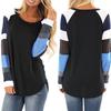 Women Fashion  Loose Patchwork Long Sleeve T-shirt Top Blouse Pullover