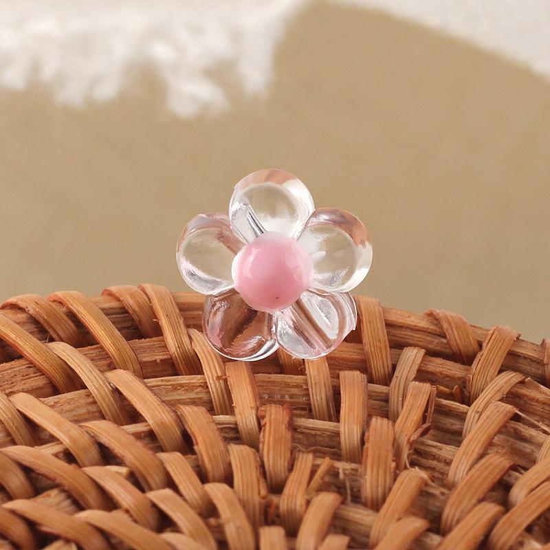 12mm Transparent Inner Color Straight Hole Drop-Oil Flower Acrylic Beads DIY Kids Bracelet Jewelry Accessories