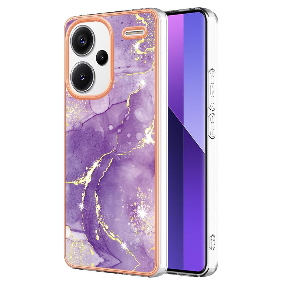 For Xiaomi Redmi Note 13 Pro+ 5G TPU Case with IMD Marble Pattern Electroplated Back Cover