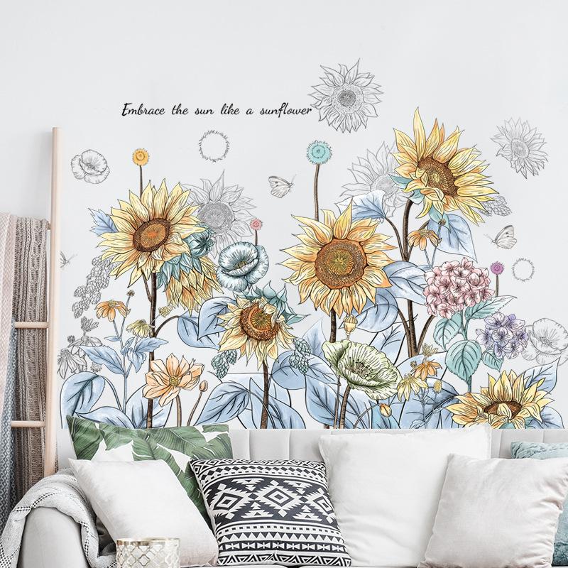 

Подсолнух Угловая наклейка Цветочные кусты Наклейки на плинтус Настенные наклейки Спальня Гостиная Фоновые обои Декор Интерьерные наклейки