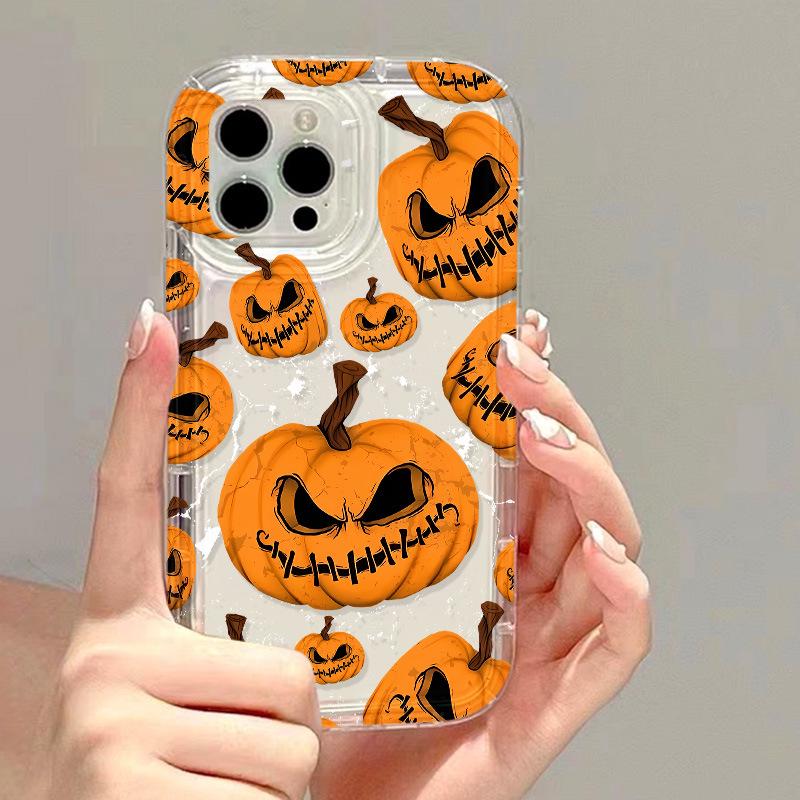 

Halloween Pumpkin Airbag Phone Case for iPhone 14/15/16Pro/17 Drop-proof, 13th Gen iPhone 16 Pro Max