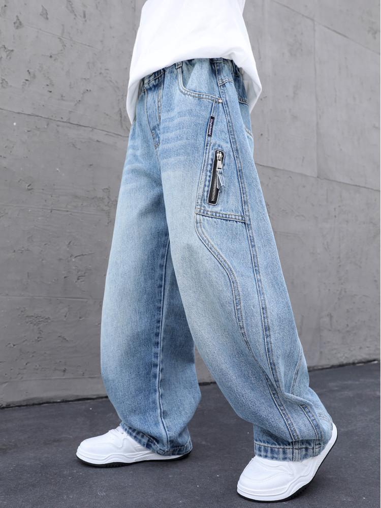 Boys' Spring & Autumn Straight Leg Cargo Jeans - Trendy Cool Style for 2026
