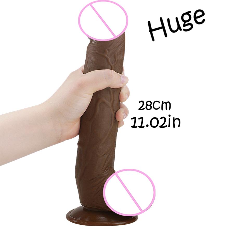 28*5CM Super Huge Black Dildos Realistic Anal Butt with Suction Cup Big Soft Penis Sex Toy For Women