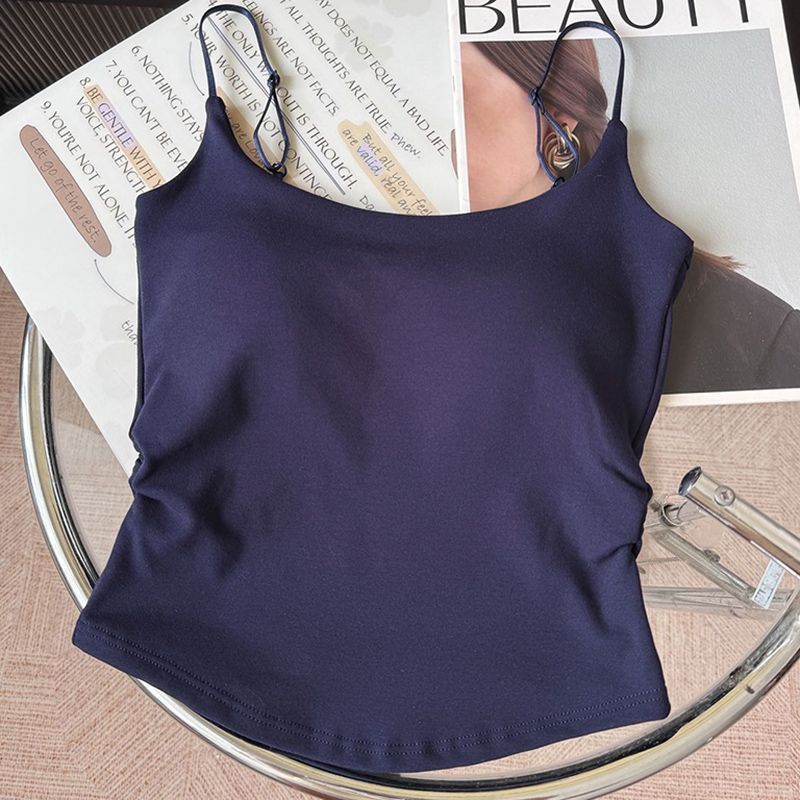 Autumn and Winter New Velvet Sling Vest Thickened Warm with Chest Pad Women's Underwear with Slim Back Top