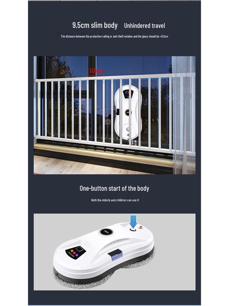 Inteligentny Robot do Mycia Okien Sterowany Zdalnie z Automatycznym Spryskiwaczem Wody i Regulowanymi Ustawieniami