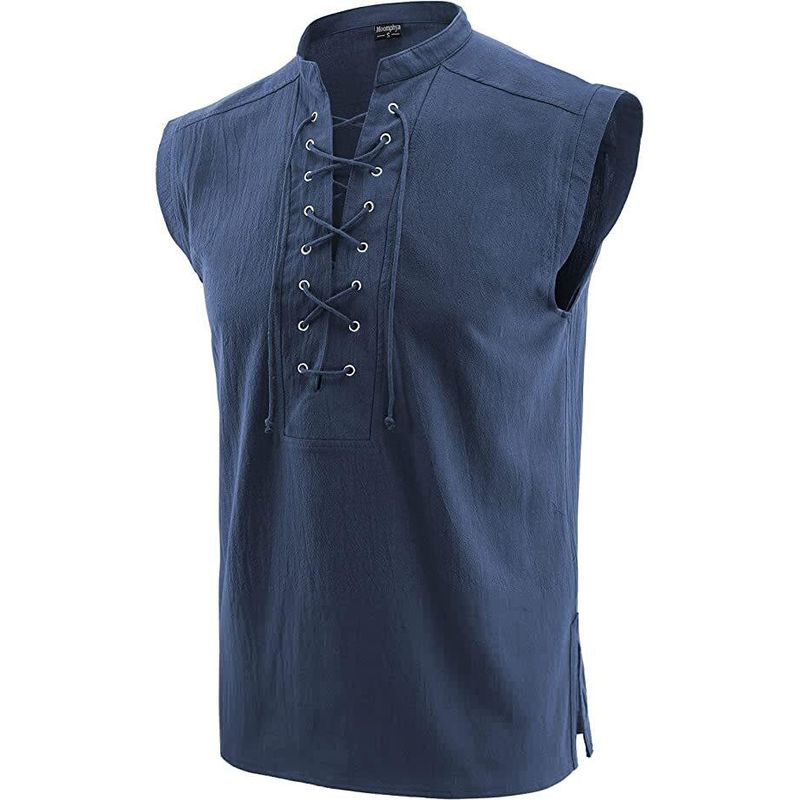 Amazon Medieval Viking Sleeveless Shirt Gothic Victorian Men's Loose Top T-Shirt