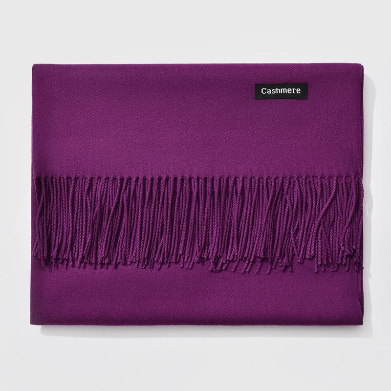2024 Autumn/Winter Women's Solid Color Faux Cashmere Shawl & Snood Scarf Set