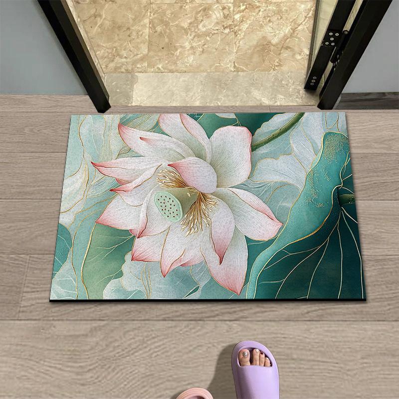 Door Lotus Silk Mat Household Door Door Dirt Mat Outdoor Dirt Resistant Dust Removal Can Be Tailored Carpet