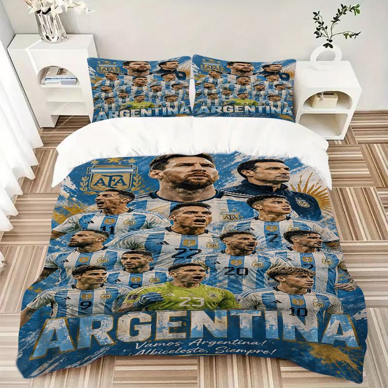 3Pcs Argentina Soccer Team Bedding Sets For All Sizes New 3D Printed Bed Cover Comforter Duvet Cover Pillowcase Bedroom Decoration