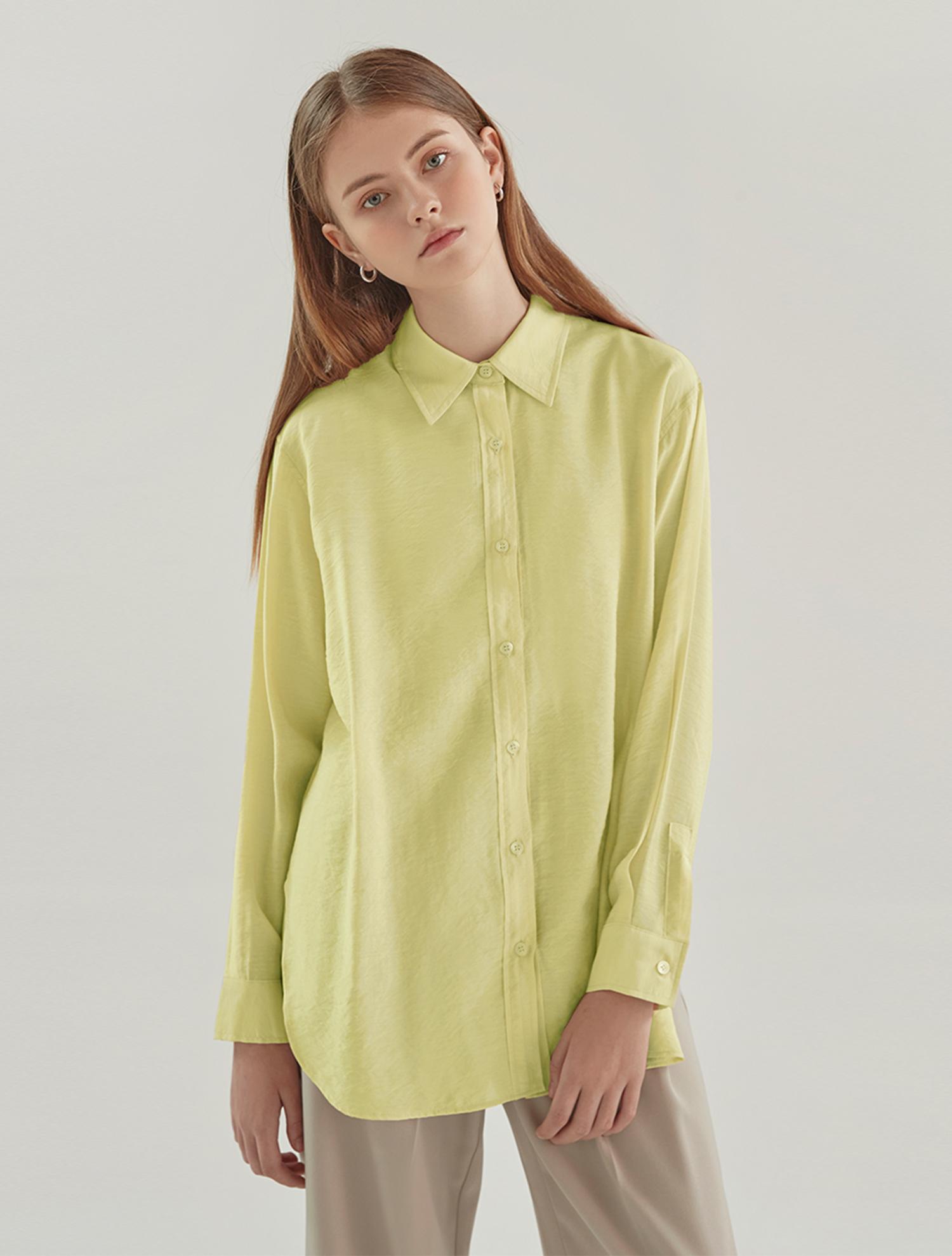 A Leaf Boxy Box Color Loose Fit Shirt Blouse_Yellow Yellow/Free/Free