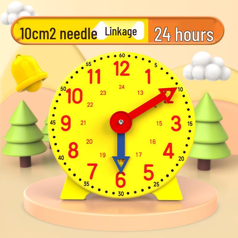 Primary School Learning Clock Aid: Linked Three-Hand 10 Cm Model with Stamp