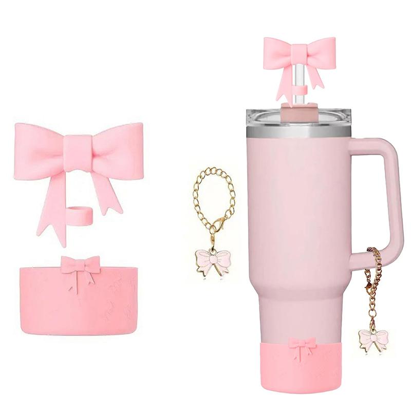 Sada doplňků pro Stanley Cup, Roztomilé ozdoby na slámku s mašličkou pro Stanley Cup 30/40oz Tumbler, Motýlí řetízek, Botka na Stanley Cup