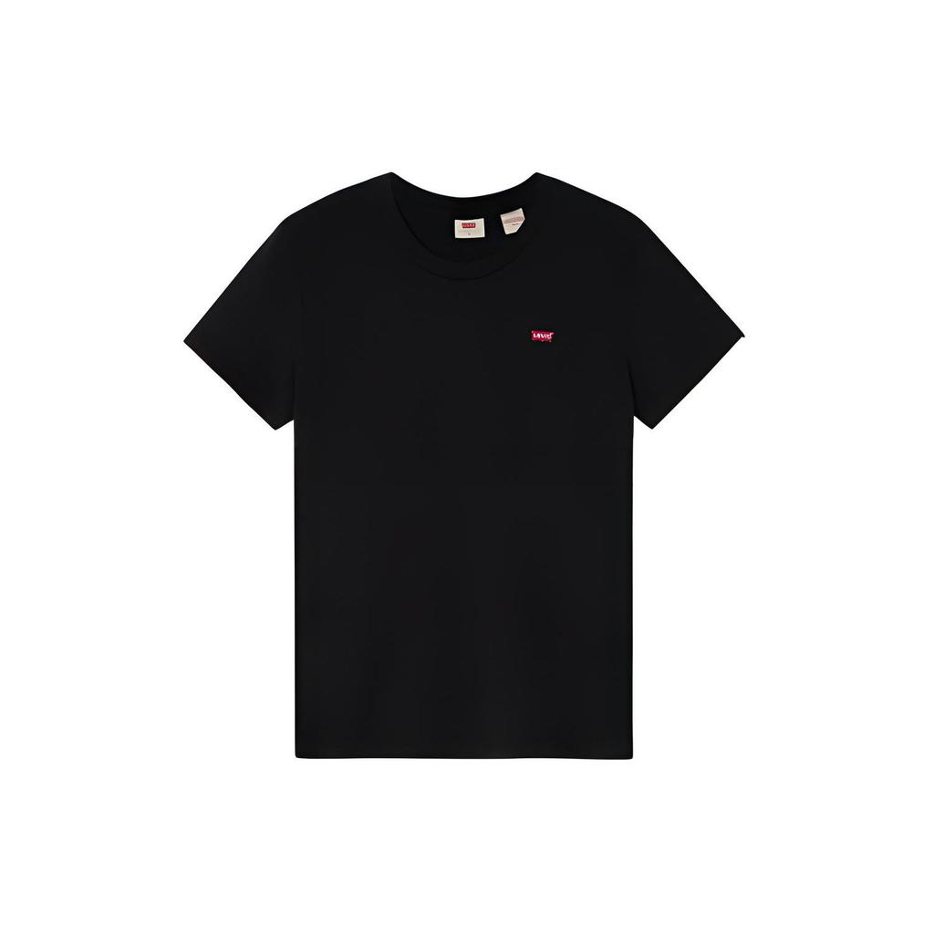 Levis Logo Solid Color Round Neck T-Shirt Women Tops Black 39185-0008