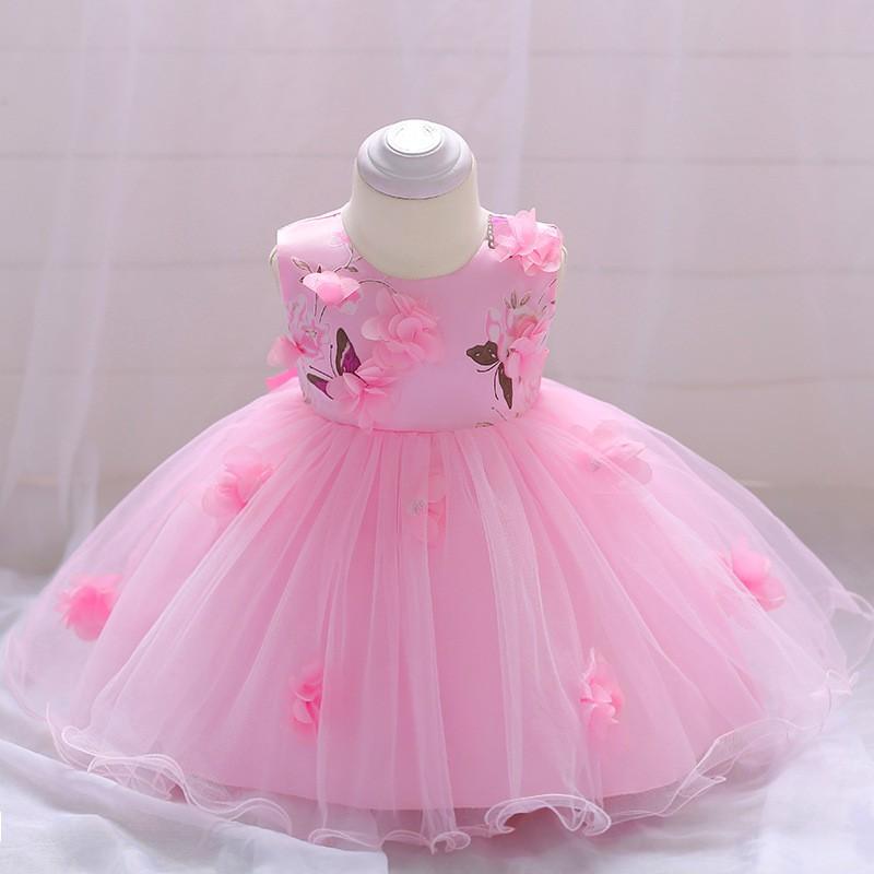 Baby Girls Princess Dress 1st Birthday Party Butterfly Floral Gown Toddler Formal Wear