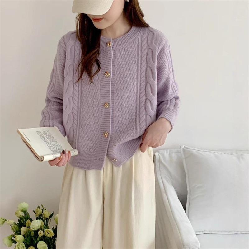 Fashion twist sweater women's coat autumn and winter new loose soft waxy temperament knitted cardigan women's clothing