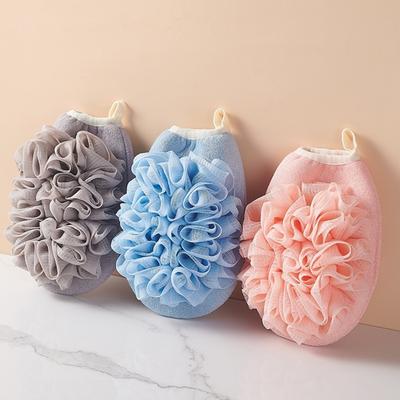 2 in 1 Hautfreundlicher floraler Badeball Badehandschuh, Doppelseitiges Spa-Peeling, Entfernt abgestorbene Haut, Duftfrei, Badezimmerzubehör