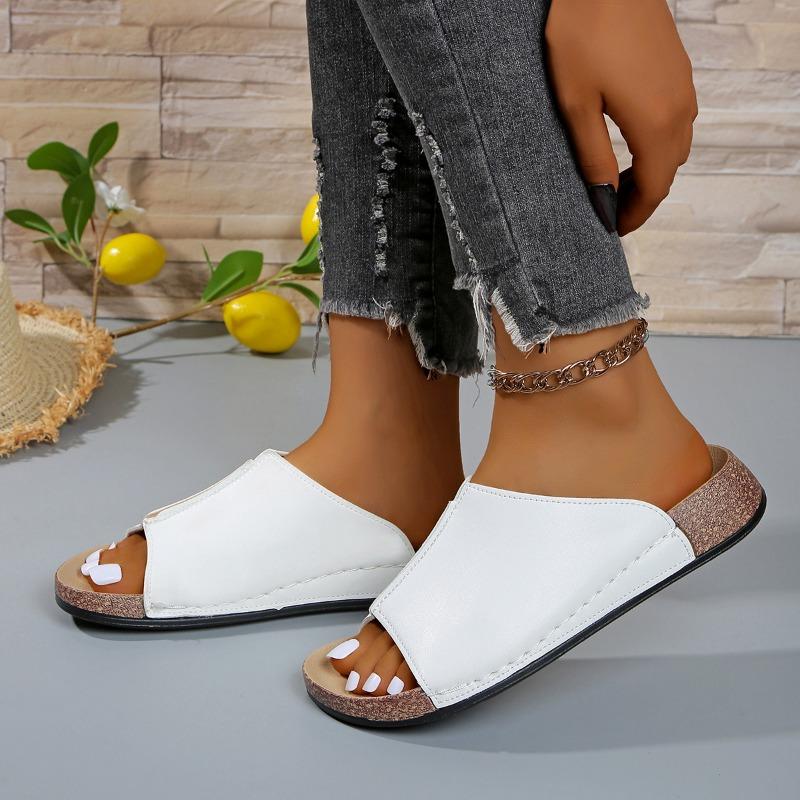 Pantoufles à plateforme grande taille pour femmes, nouvelles pantoufles compensées simples et tendance d'été à bout ouvert