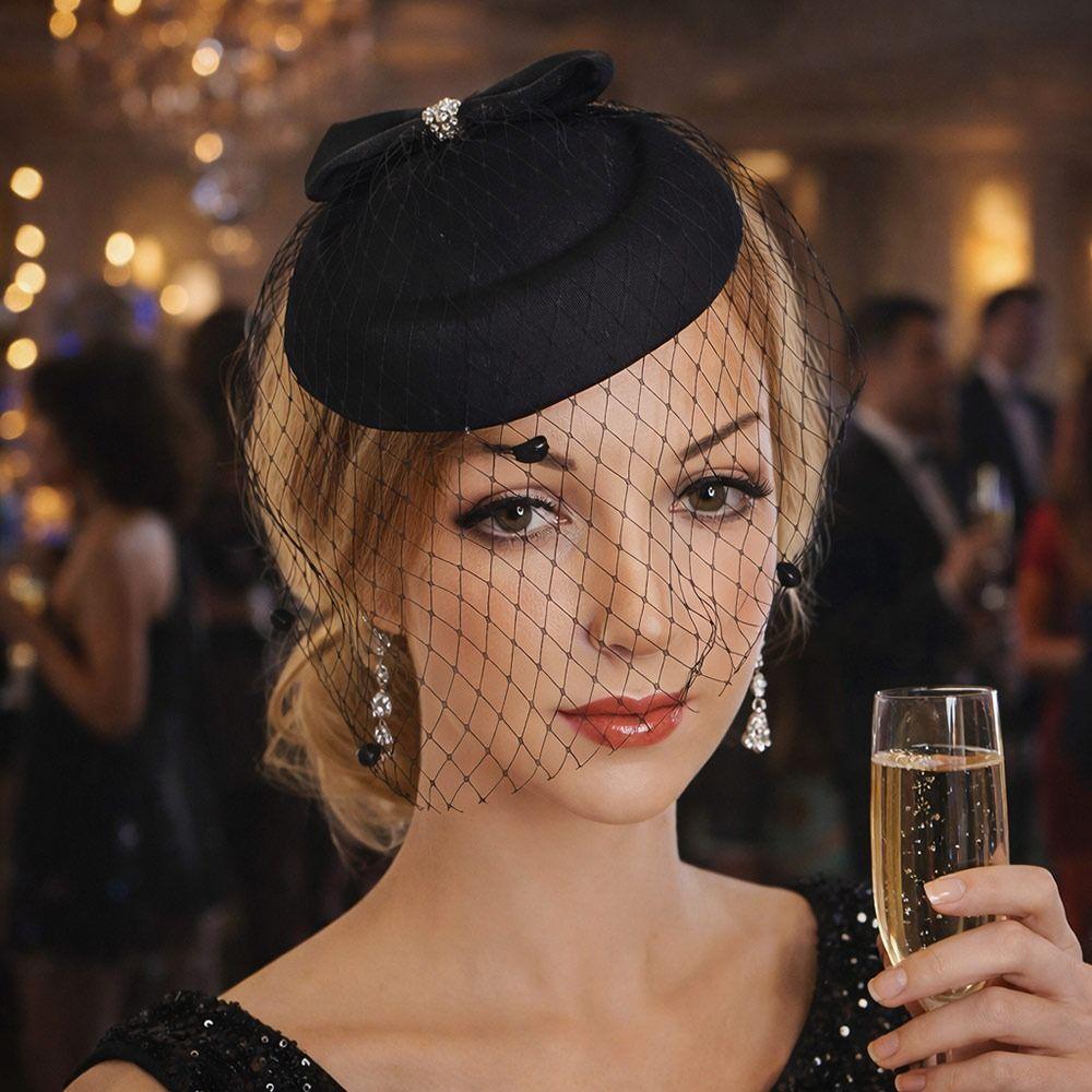 Nastri in Rete Cappello Vintage da Donna Fascia per Capelli Fascia in Feltro Fascinator Elegante Copricapo Matrimonio