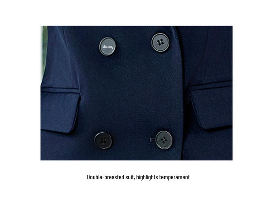 Women's Double-Breasted Suit Set: Simple & Polished Long Sleeve Blazer for Autumn/Winter 2025 Professional Commute Workwear.