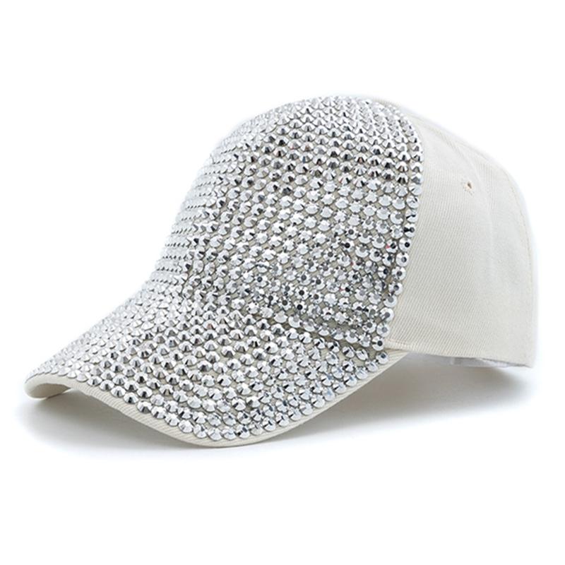 Nueva gorra con incrustaciones de diamantes para mujer, gorra de béisbol sencilla y sencilla, ajustable, informal, ropa de calle para exteriores, sombrero de moda