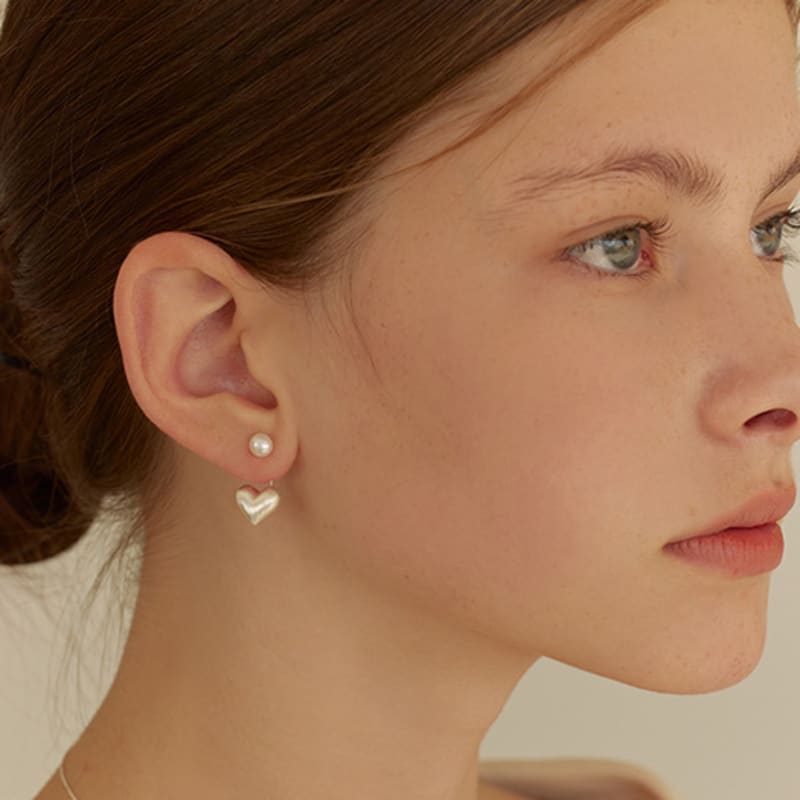 Lewe Two-way Pearl Heart Earring
