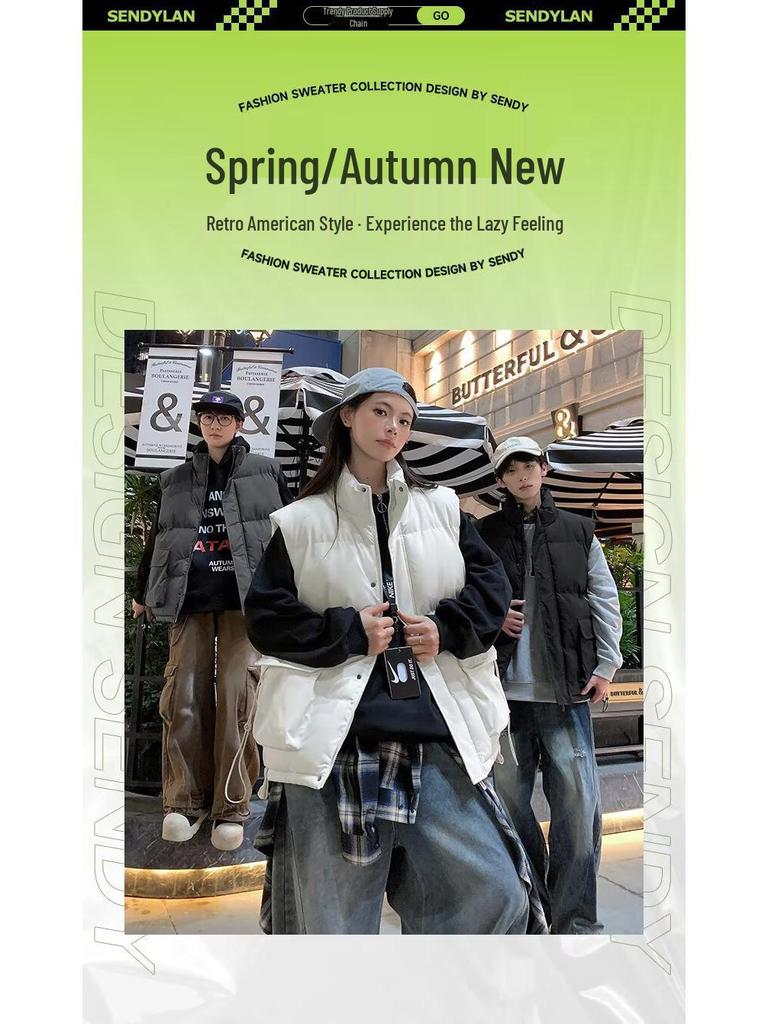 Unisex Winter Warm Down Vest: Sleeveless, Stand-up Collar, Casual Workwear Jacket