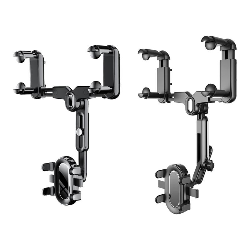 Rear View Glass Phone Holder,Rotatable and Retractable, Universals Mount, Cellphone Car Mount for 4''-7'' Device