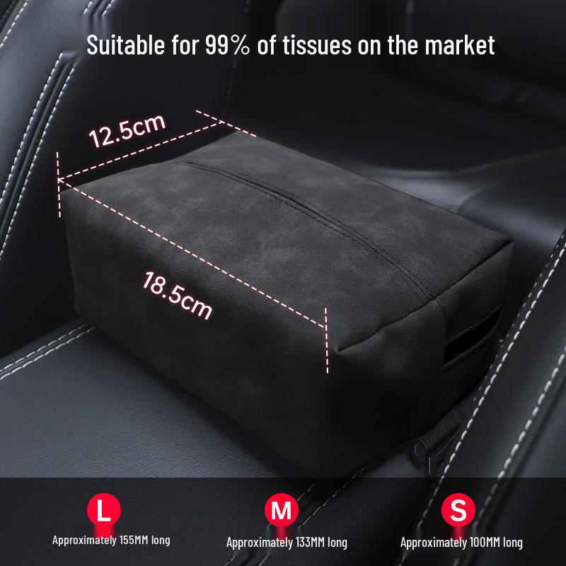 Suede Car Tissue Holder – Universal Hanging Drawstring Box for All Car Models