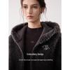 ELLE Women's 100% Wool French Hooded Plush Jacket