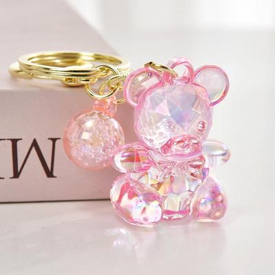 Iridescent Little Bear Keychain with Bow Tie - Acrylic Bag Charm Blind Box