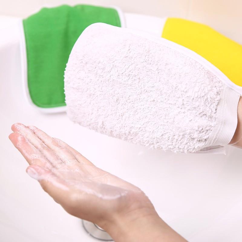 Dual-Sided Exfoliating Bath Glove Adults Cotton Body Scrubber Back Cleaner Shower Mitt With Gentle Abrasion