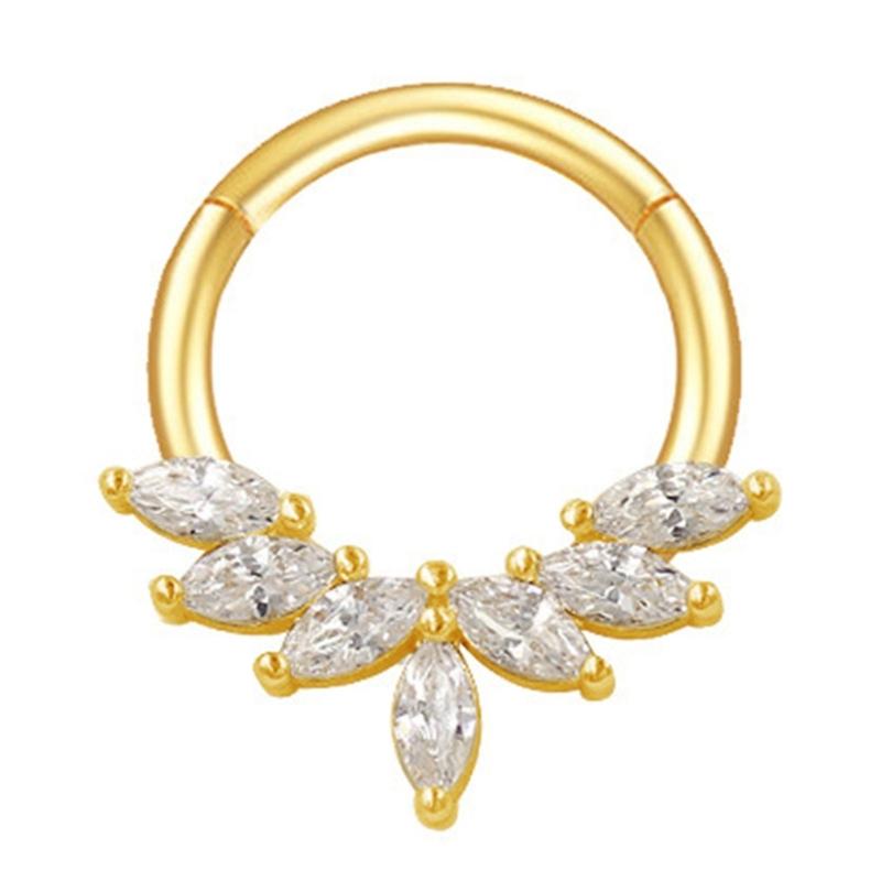 Crystal Nose Piercing Silver Color Septum Ring Stainless Steel Accessory for Ear Helix Cartilage Body Accessories
