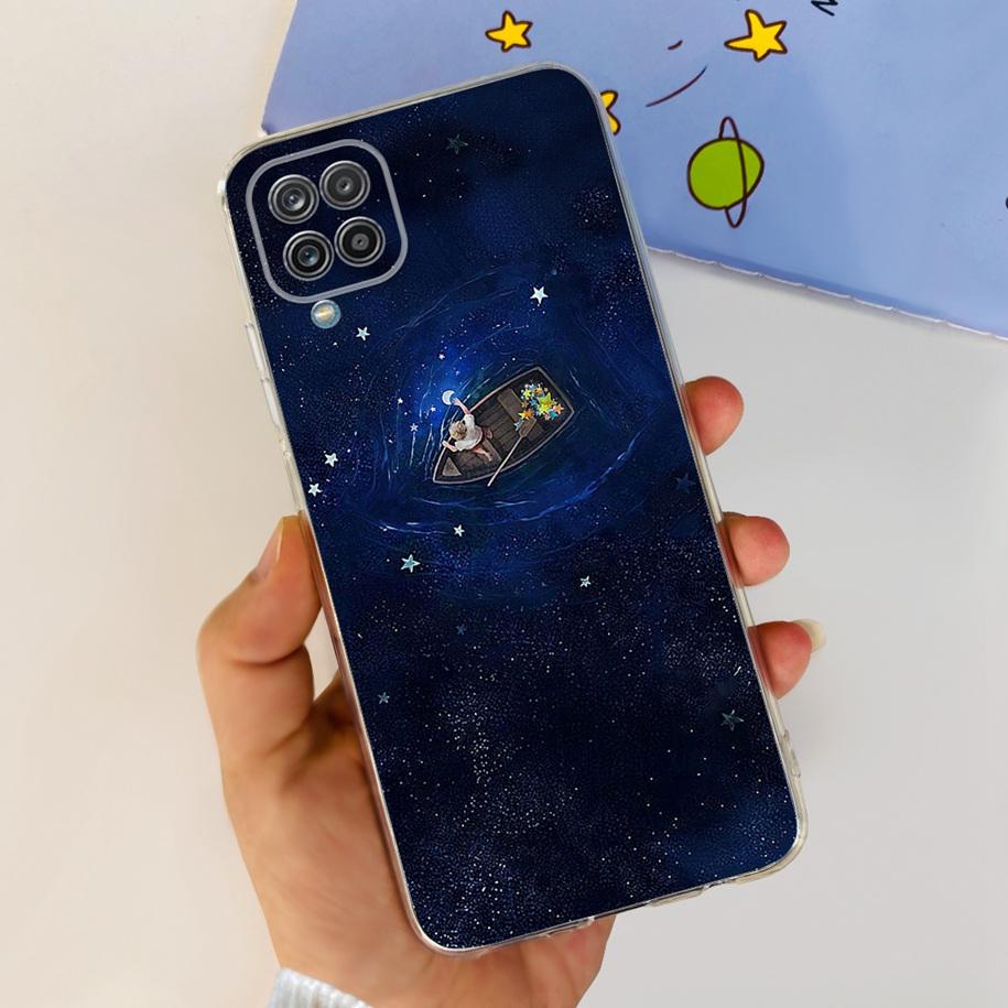 For Samsung Galaxy A12 Case Transparent Cover Fashion Flower Slim Soft TPU Phone Case For Samsung A12 SM-A125F M12 F12 A 12 Capa