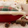New Christmas Plaid Plush Edge Pillowcase, Winter Imitation Rabbit Fur Living Room Sofa Cushion New Christmas Party Decoration