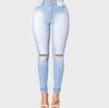 Jeans skinny déchirés à haute élasticité pour femmes euro-américaines