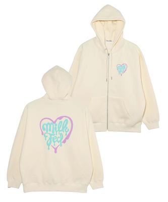 Milkfed Melty Heart Off White Women's Zip-Up Hoodie,