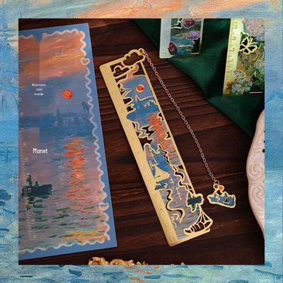 Chinese Style Inspirational Metal Bookmark Ruler - Portable Gift for Students & Teachers