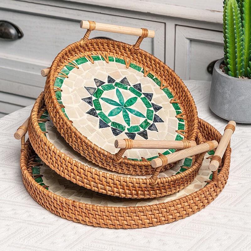Imitation Rattan Woven Serving Tray Basket