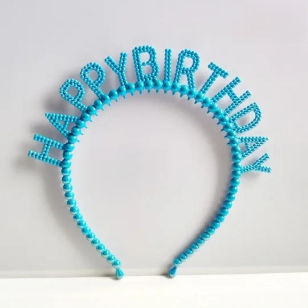 New Pearl Hair Band Happy Birthday English Letter Headband Children's Birthday Party Jewelry Gift Hair Accessories for Girls