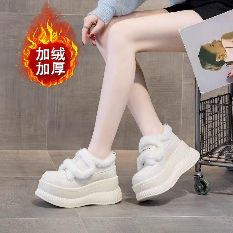 

Small 2024 new outer wear winter fluffy shoes piled heightened thick soles thickened snow boots women s cotton shoes tide 40