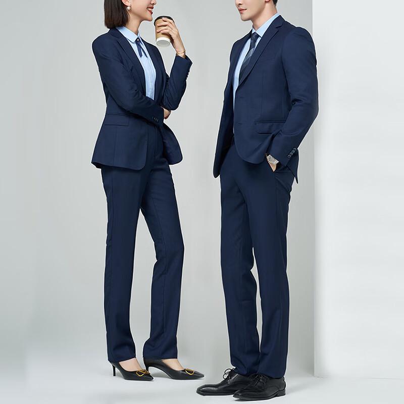 Troyman Navy Blue Wool Business Suit Set